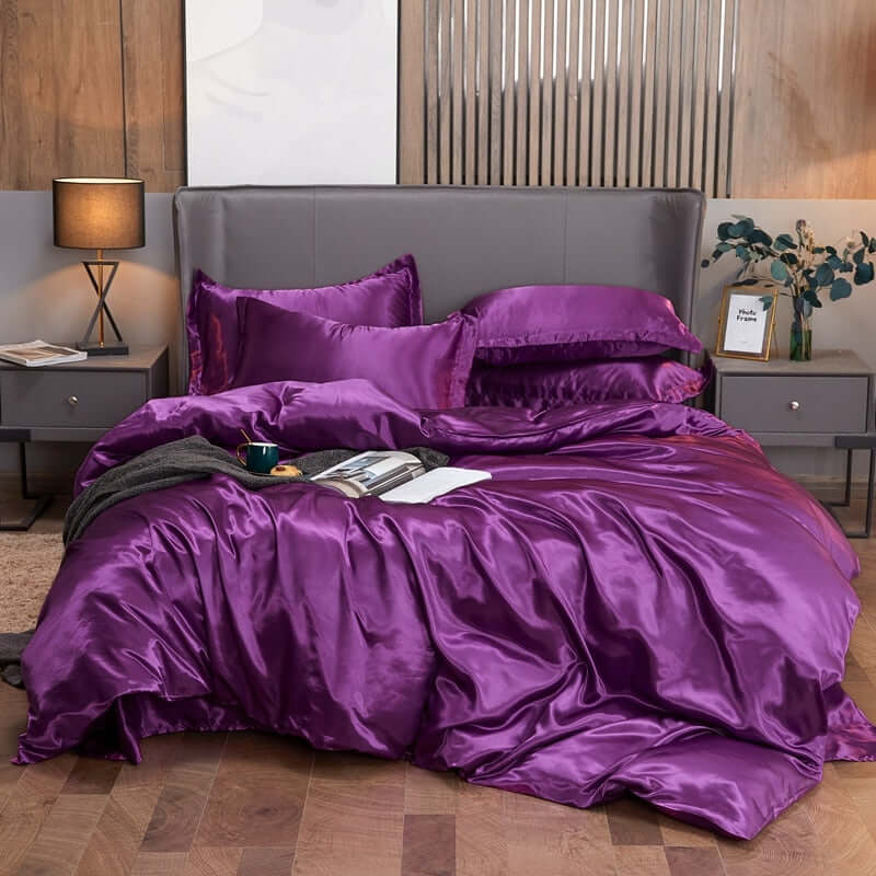 Rayon luxury solid colors bedding duvet cover set.