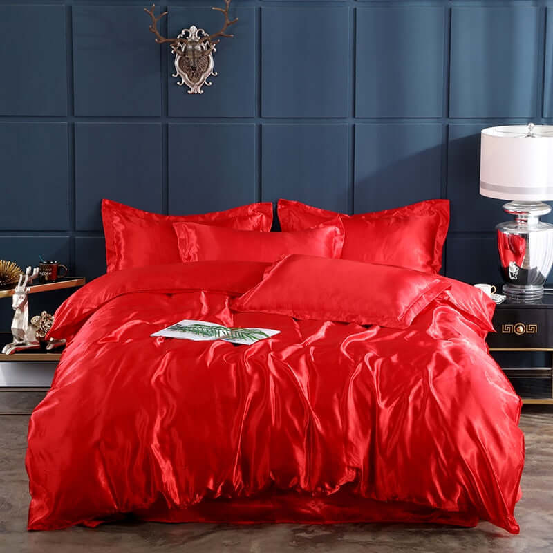 Rayon luxury solid colors elegant bedding duvet cover set.