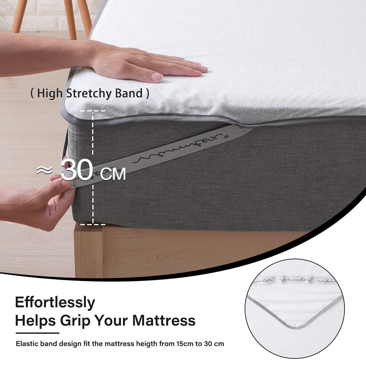 Mattress breathable waterproof cover protector with elastic bands in the 4 corners.