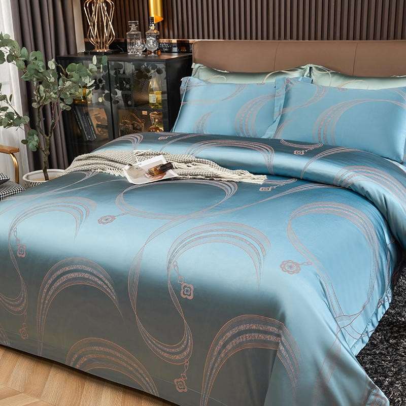 Jacquard luxury flower/geometric design Egyptian cotton bedding set.