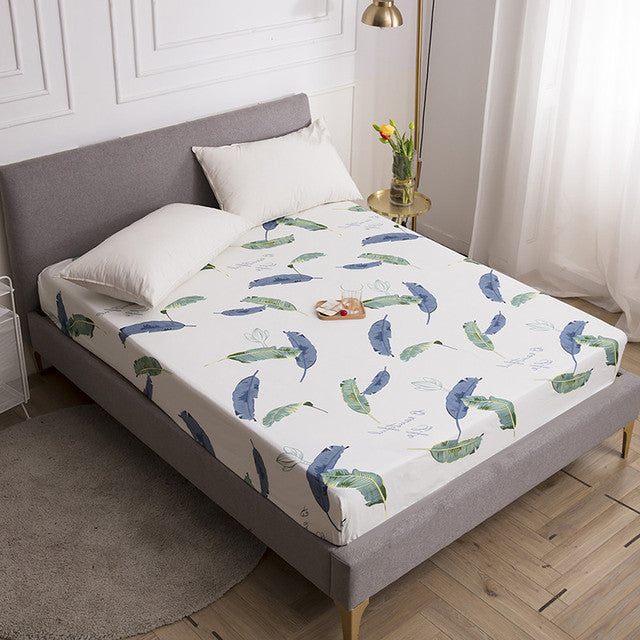 Linens printing fitted sheet waterproof mattress cover with elastic.