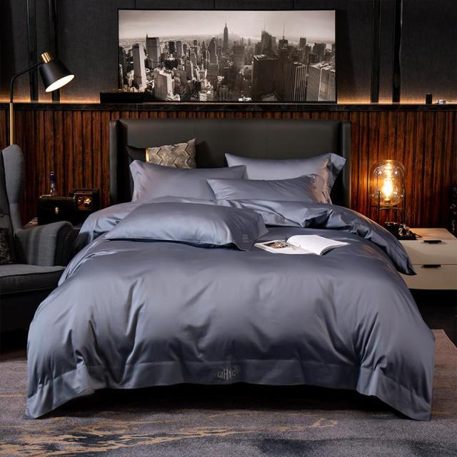 Solid color hotel quality soft Egyptian cotton bedding set