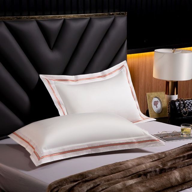 Luxury cotton solid color rectangle soft pillow cases 2pcs 48x74cm.