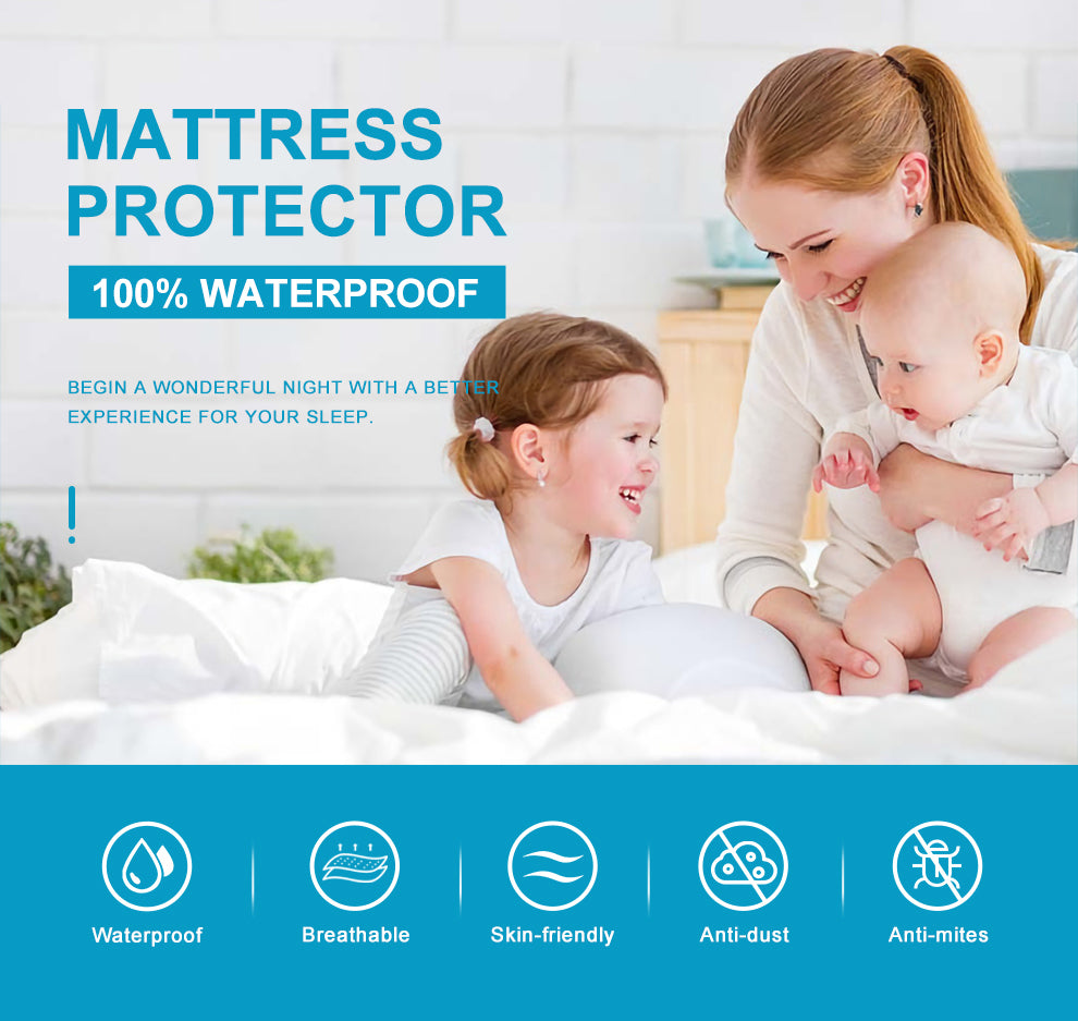 Solid color quilted embossed waterproof mattress protector.