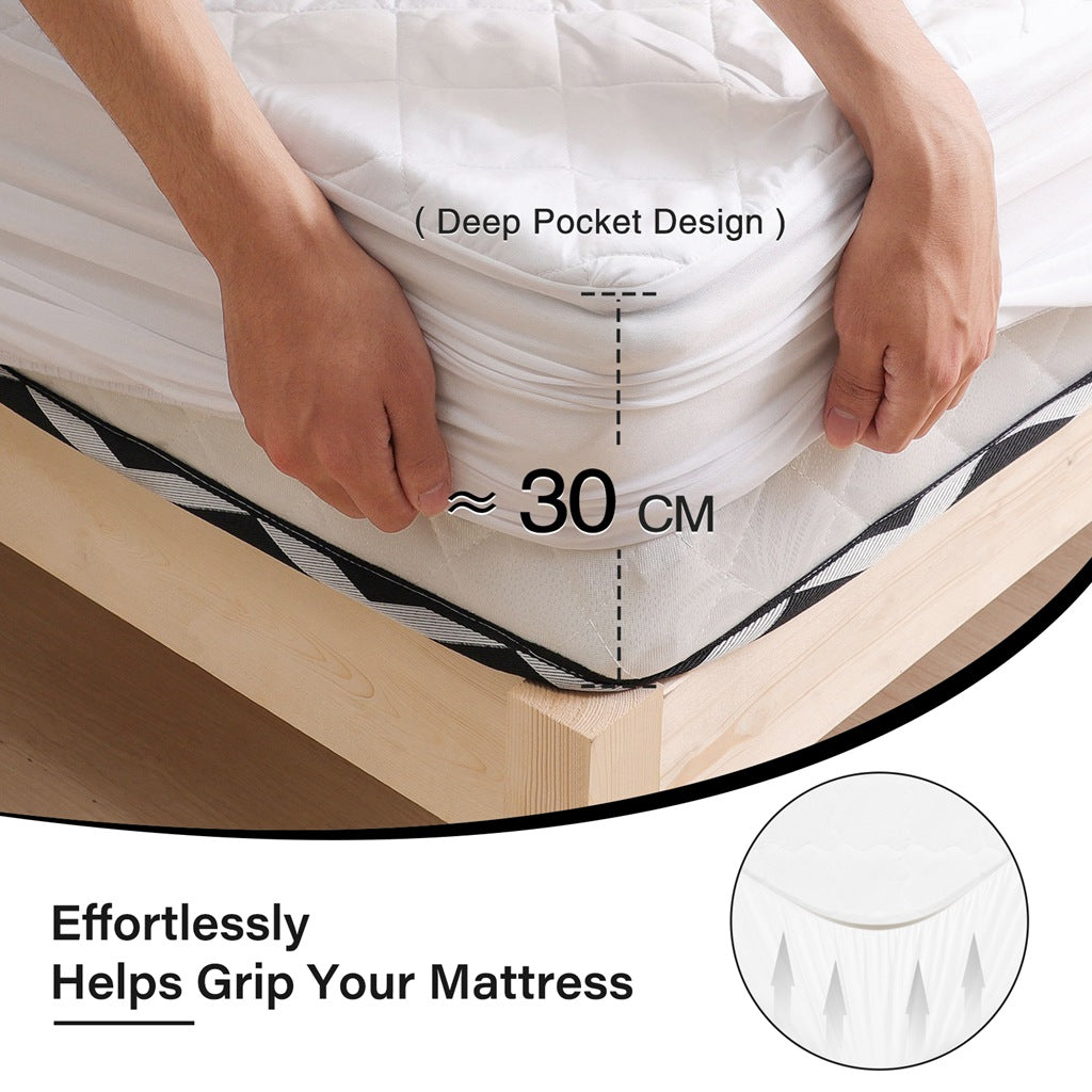 Waterproof brushed fabric quilted mattress protector for bed