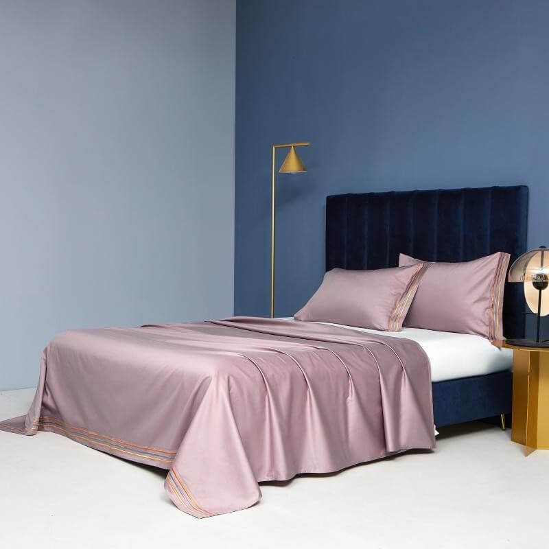 100% breathable cotton embroidered flat sheet with pillowcase.