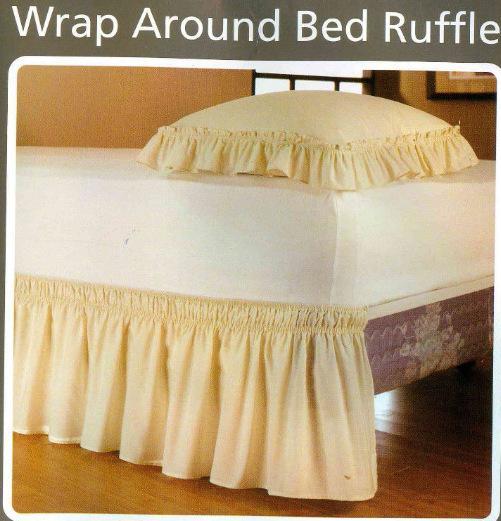 Elastic solid multi-color bed skirt without bed surface for room decor.