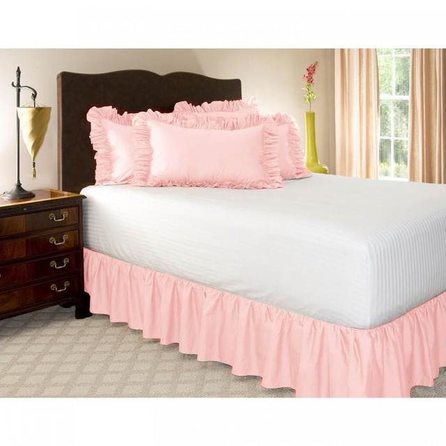Elastic solid multi-color bed skirt without bed surface for room decor.